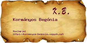 Kormányos Begónia névjegykártya