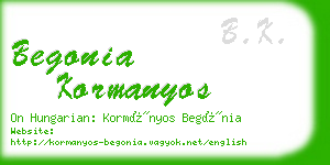 begonia kormanyos business card